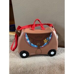 Trunki Bronco Horse Ride-On Suitcase Kids Carry-On Luggage Brown Cowboy Sheriff